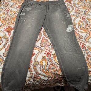Soho Women's Splatter Paint Gray Legging Jeans
